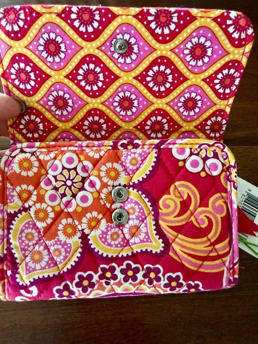 Vera Bradley Hot Pink Floral Quilted Wallet with Yellow & White Accents - Picture 5 of 5